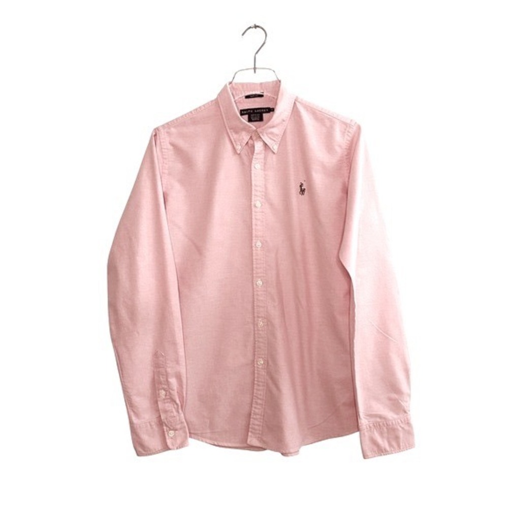 Ralph Lauren Women's Sz 12 Slim Fit Light Pink Cotton Oxford Button Down Shirt